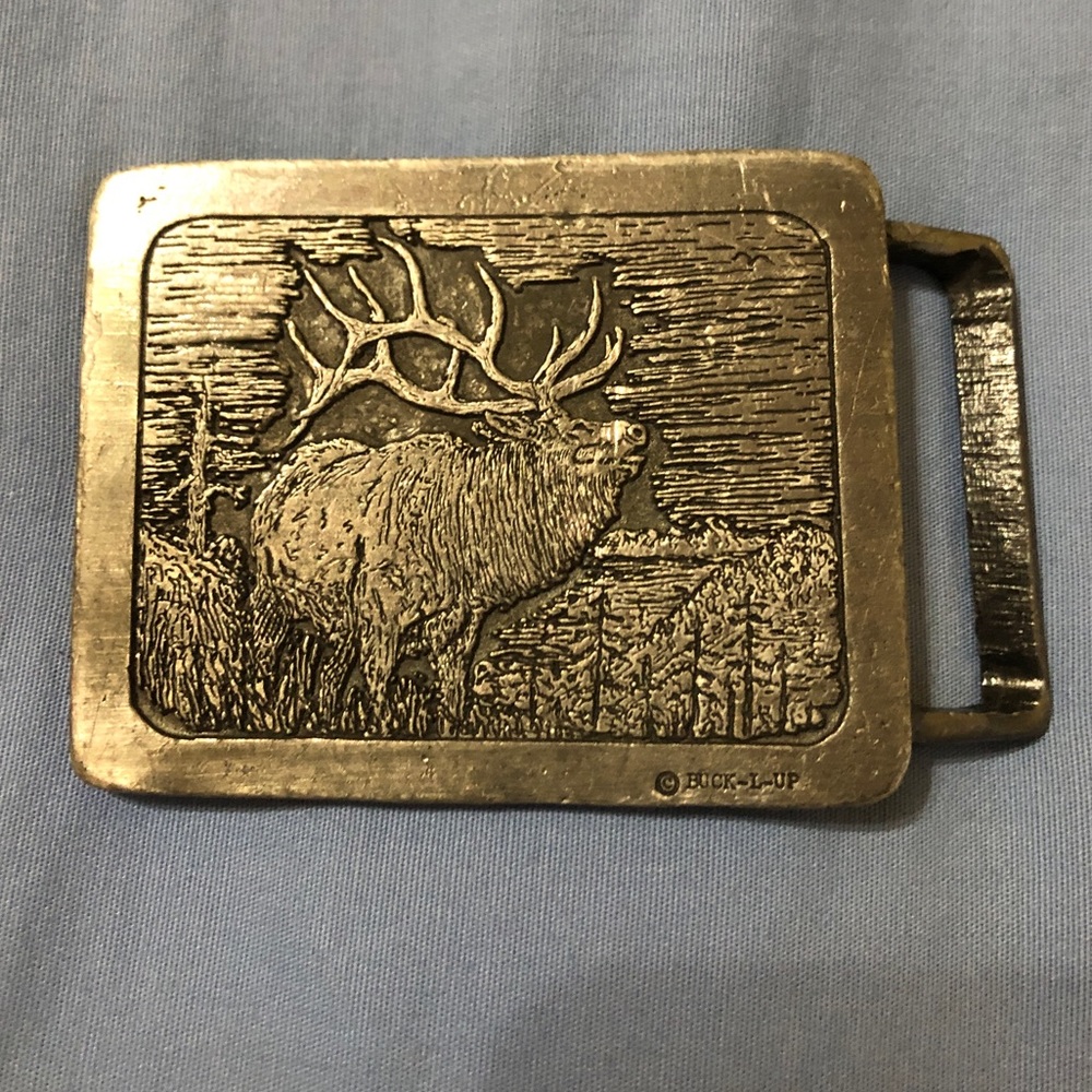 Vintage 1975 pewter Buck-L-Up belt buckle rare hunting edition